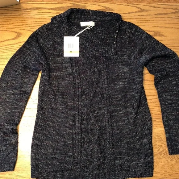 Women's Carolyn Taylor Split Neck Pullover w/ Front Cable - Picture 2 of 7